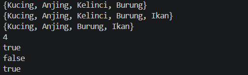 Hasil program Set