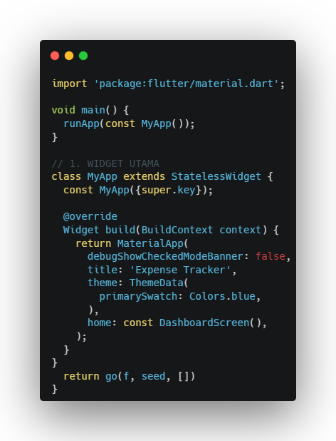 Kode main dan MaterialApp