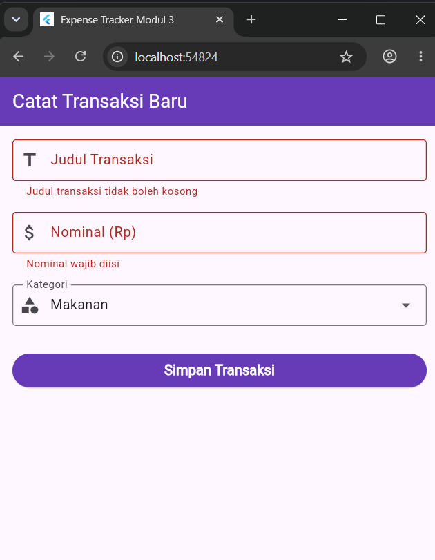 Validasi Input Form Transaksi