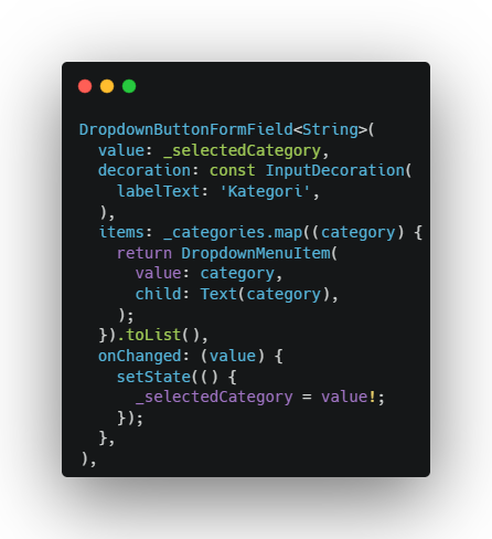 Kode Dropdown Kategori