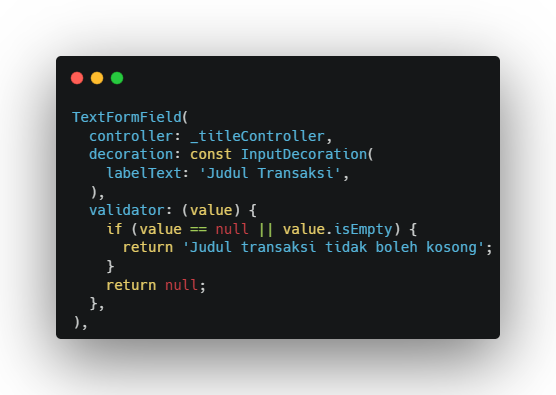 Kode Input Judul