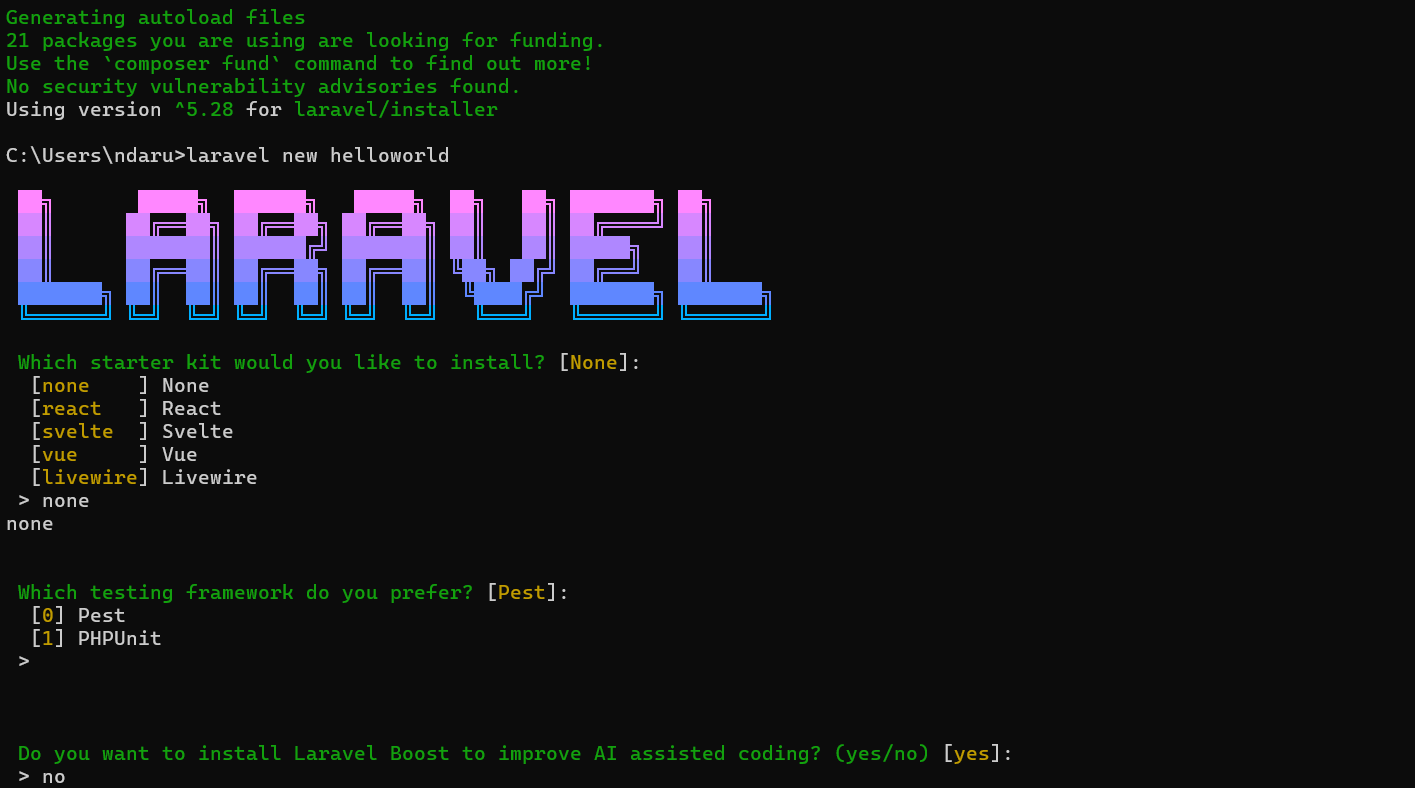 Laravel Create Project